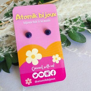 Handmade blue polymer clay earrings. Boucles d'oreilles fait à la main